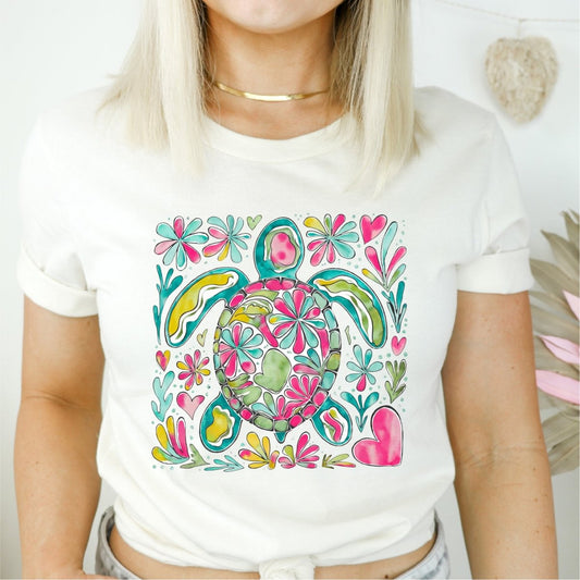 Floral Boho Turtle DTF transfer - PrintPony