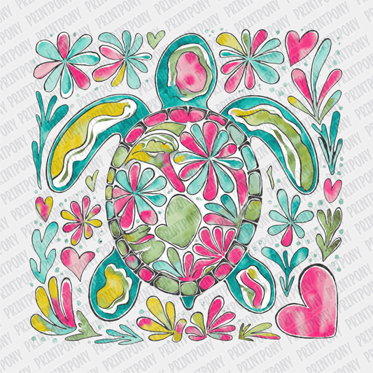 Floral Boho Turtle DTF transfer - PrintPony