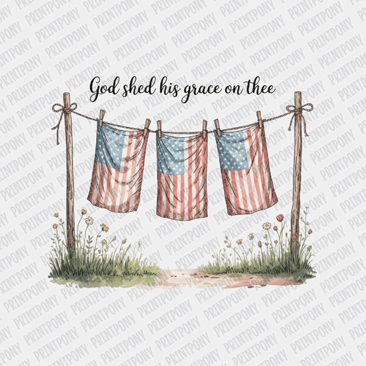 God Shed his Grace on Thee Patriotic DTF transfer - PrintPony