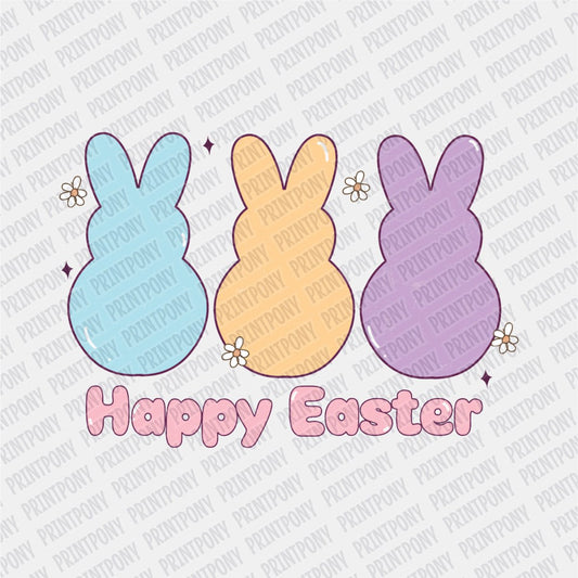 Happy Easter Bunnies - Easter DTF Transfer - PrintPony