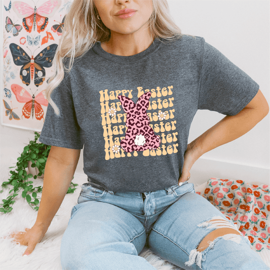 Happy Easter Leopard Print Bunny - Easter DTF Transfer - PrintPony