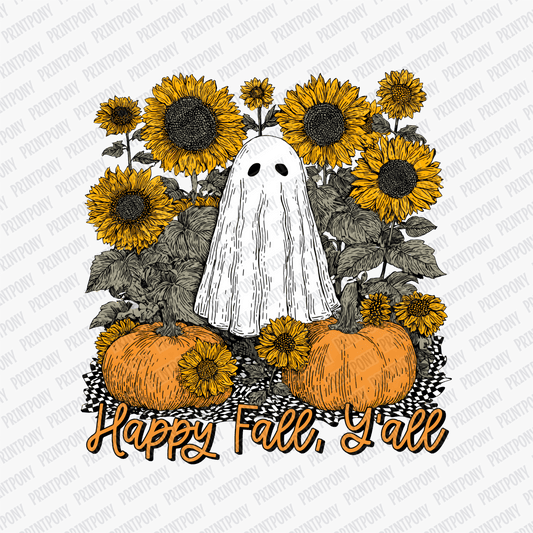 Happy Fall Y'all Ghost and pumpkins - DTF Transfer - PrintPony™