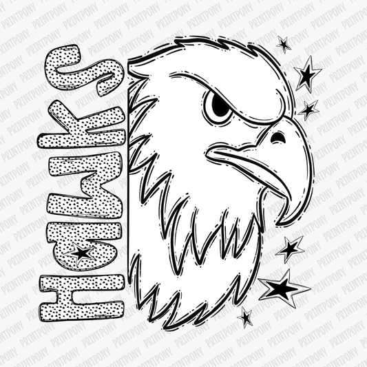 Hawks Mascot Dotted Design DTF Transfer - PrintPony™