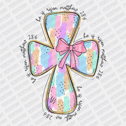 He is Risen Coquette Cross Easter DTF Transfer - PrintPony