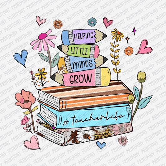 Helping Little Minds Grow Floral DTF Transfer - PrintPony®