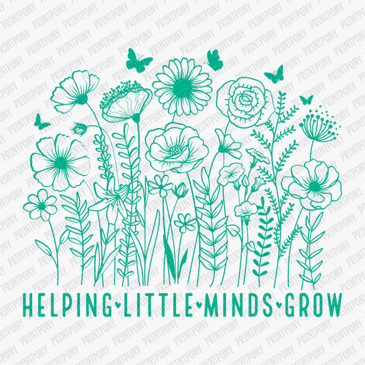 Helping Little Minds Grow Floral DTF Transfer - PrintPony™