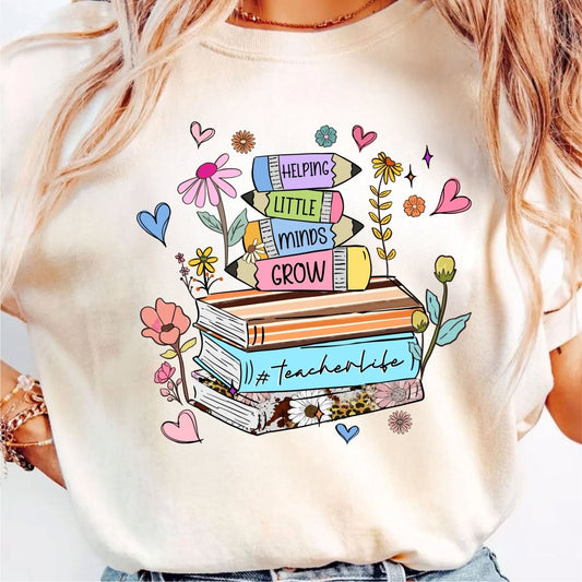 Helping Little Minds Grow Floral DTF Transfer - PrintPony®