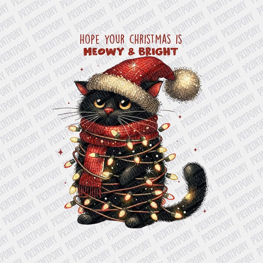 Hope your Christmas is Meowy and Bright DTF transfer - Print Pony‚Ñ¢
