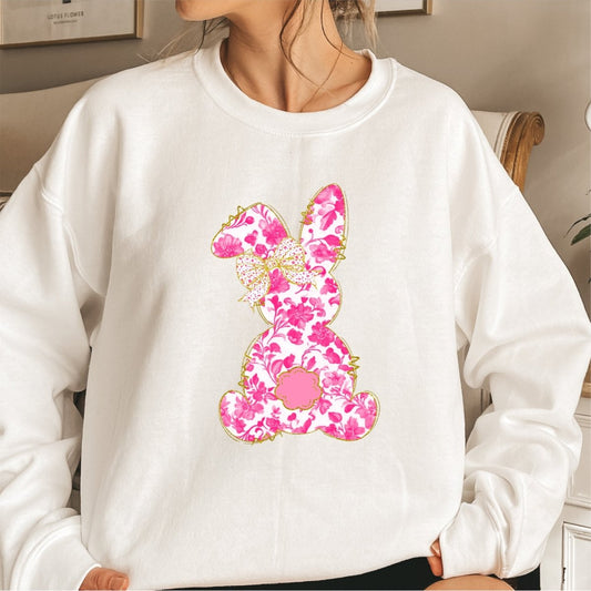 Hot Pink Floral Bunny DTF transfer - PrintPony