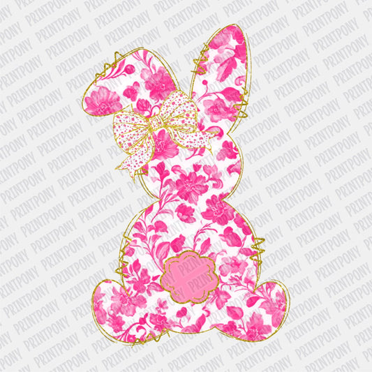 Hot Pink Floral Bunny DTF transfer - PrintPony