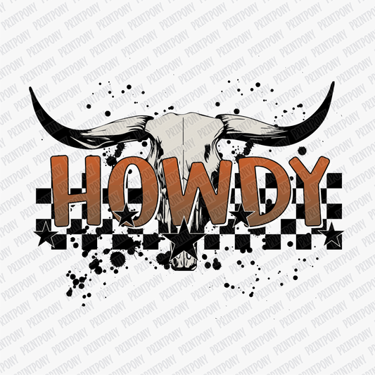 Howdy Cow Skull Western DTF Transfer - PrintPony™