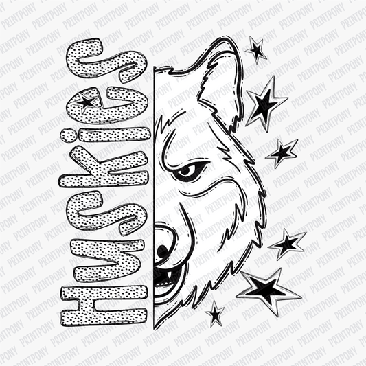 Huskies Dotted Design DTF Transfer - PrintPony™
