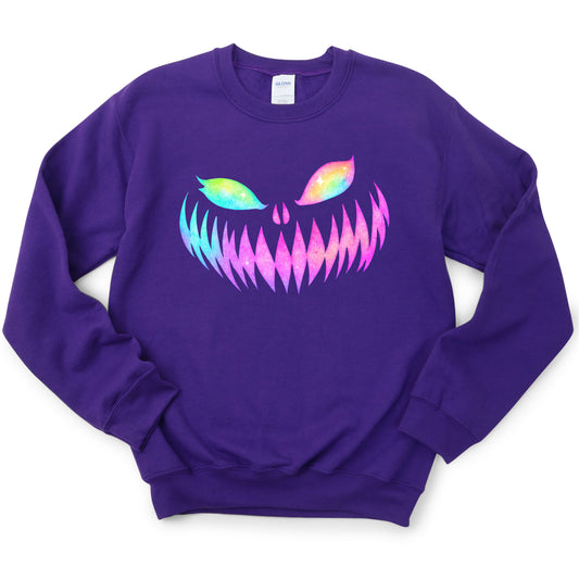 Scary Pumpkin Face Iridescent DTF Transfer