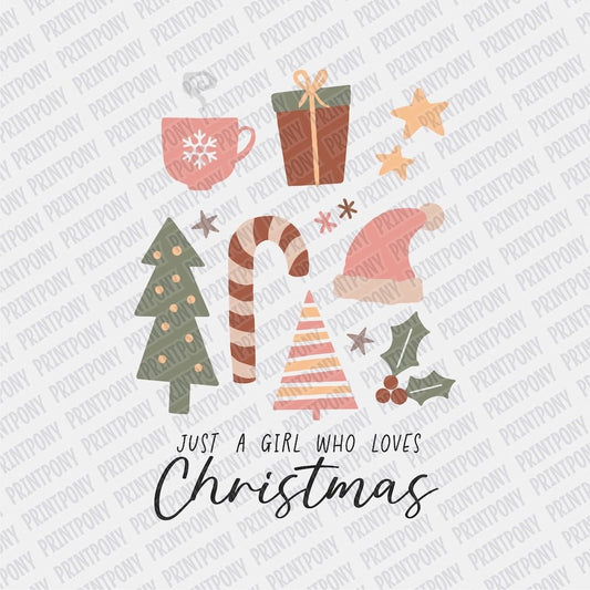 Just a Girl who Love's Christmas Boho DTF transfer - PrintPony