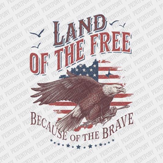 Land of the Free, because of the Brave - Patriotic DTF transfer - PrintPony