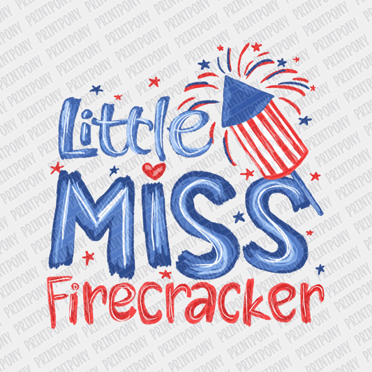 Little Miss Firecracker - Kid's Patriotic DTF transfer - PrintPony