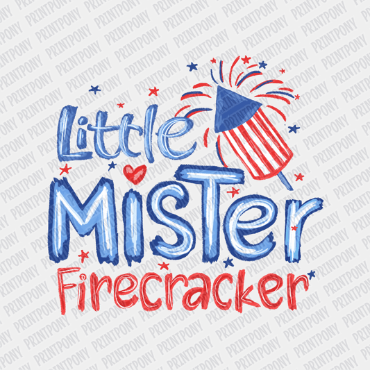 Little Mister Firecracker - Kid's Patriotic DTF transfer - PrintPony