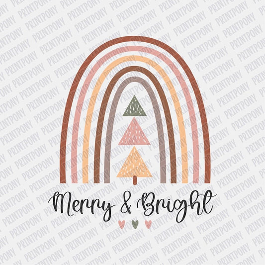 Merry and Bright Boho DTF transfer - PrintPony