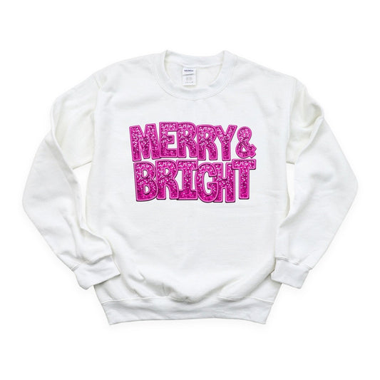 Merry & Bright Faux embroidery Sequins DTF transfer - PrintPony®