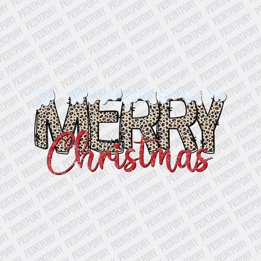 Merry Christmas Cheetah Print DTF transfer - Print Pony‚Ñ¢