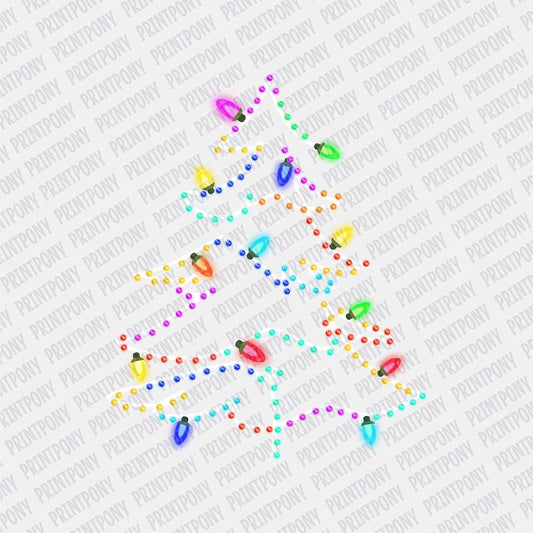 Neon Christmas Tree Lights DTF transfer - Print Pony‚Ñ¢