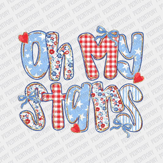 Oh My Stars Patriotic DTF transfer - PrintPony