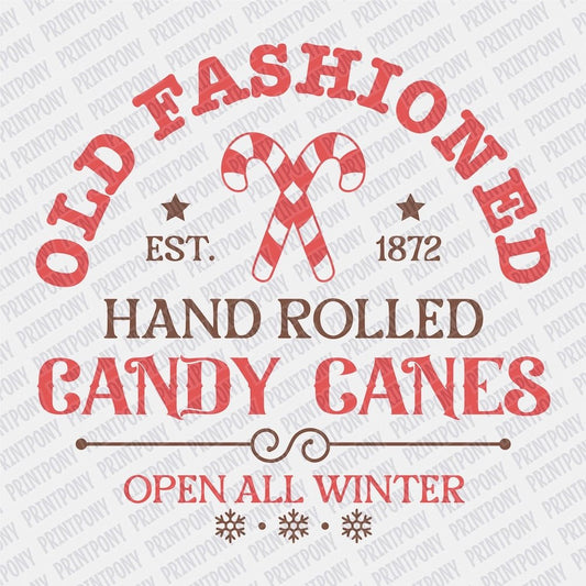 Old Fashioned Hand Rolled Candy Canes DTF transfer - Print Pony‚Ñ¢