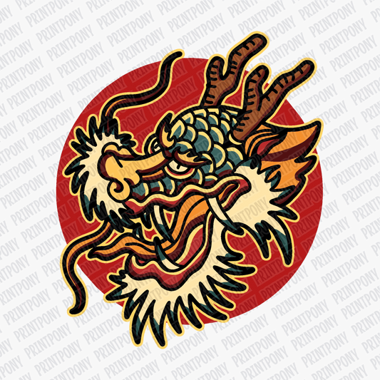 Old School Dragon – Tattoo Flash DTF Transfer - PrintPony®