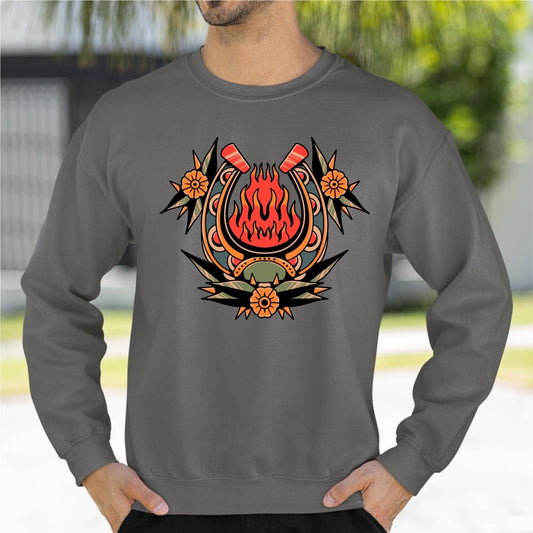 Old School Horseshoe Flower – Tattoo Flash DTF Transfer - PrintPony®