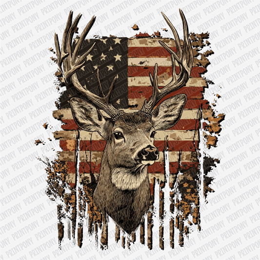 Patriotic Buck – American Flag DTF Transfer - PrintPony®