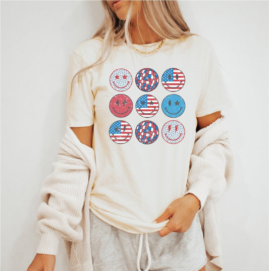 Patriotic Smiley Faces - DTF transfer - PrintPony