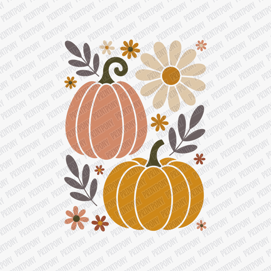 Pumpkin with Flowers DTF Transfer - PrintPony™