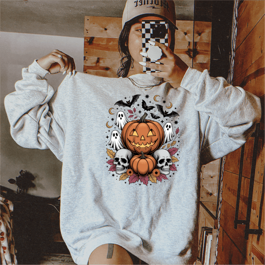 Pumpkins, Ghosts, and Skulls Halloween DTF Transfer - PrintPony™