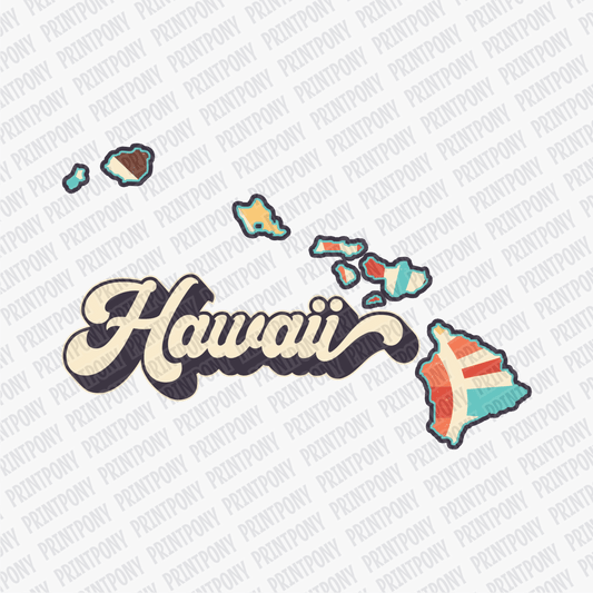 Retro Hawaii State DTF Transfer - Ready to Press - PrintPony®