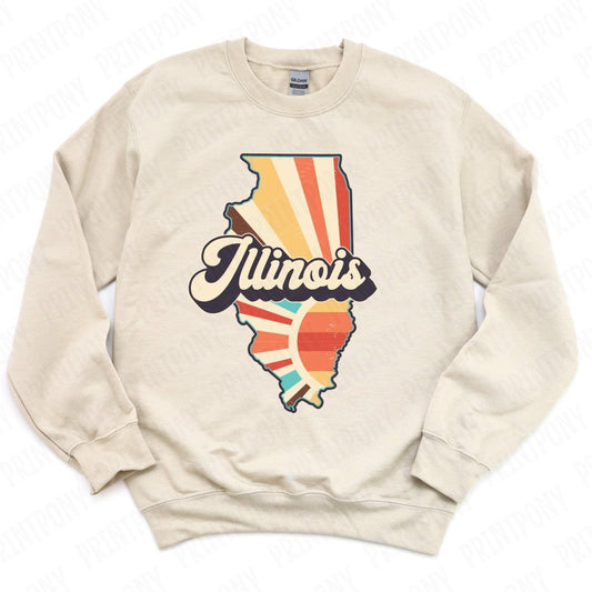 Retro Illinois State DTF Transfer - Ready to Press - PrintPony®