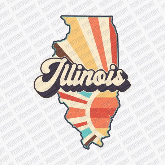 Retro Illinois State DTF Transfer - Ready to Press - PrintPony®