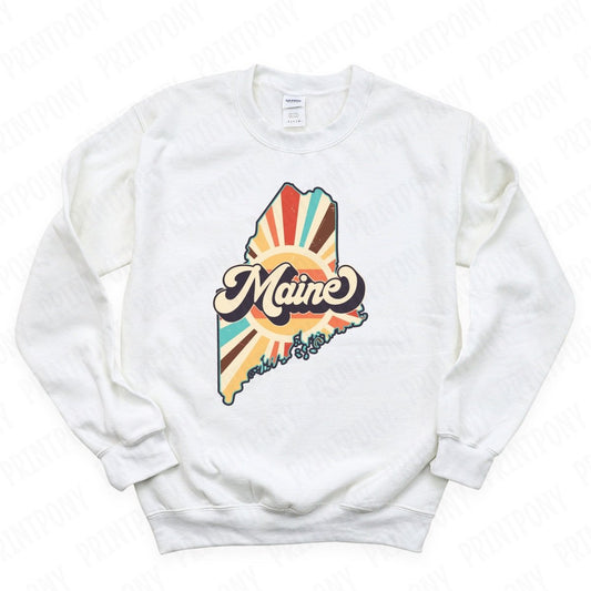 Retro Maine State DTF Transfer - Ready to Press - PrintPony®