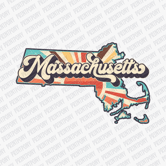 Retro Massachusetts State DTF Transfer - Ready to Press - PrintPony®