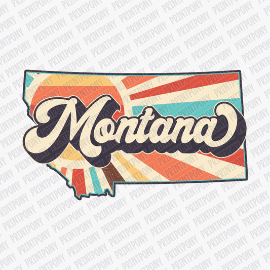 Retro Montana State DTF Transfer - Ready to Press - PrintPony®