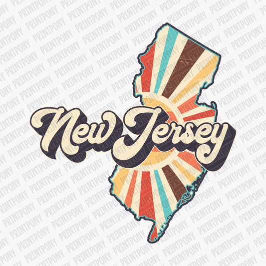 Retro New Jersey State DTF Transfer - Ready to Press - PrintPony®