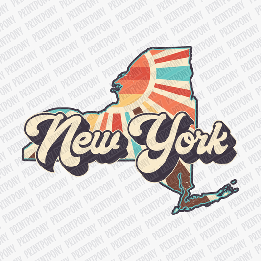 Retro New York State DTF Transfer - Ready to Press - PrintPony®