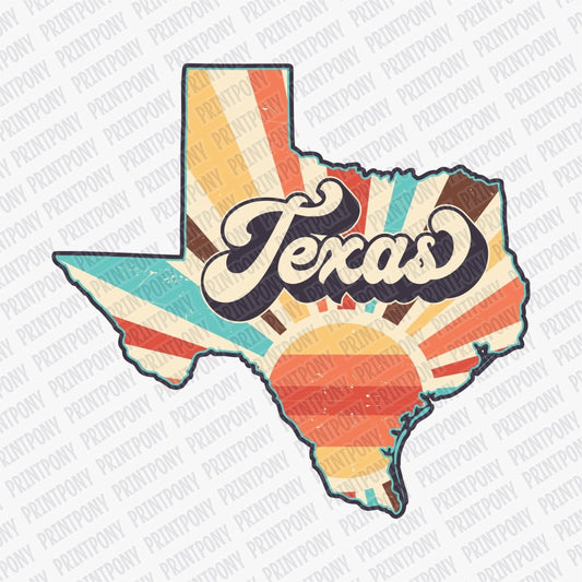 Retro Texas State DTF Transfer - Ready to Press - PrintPony®