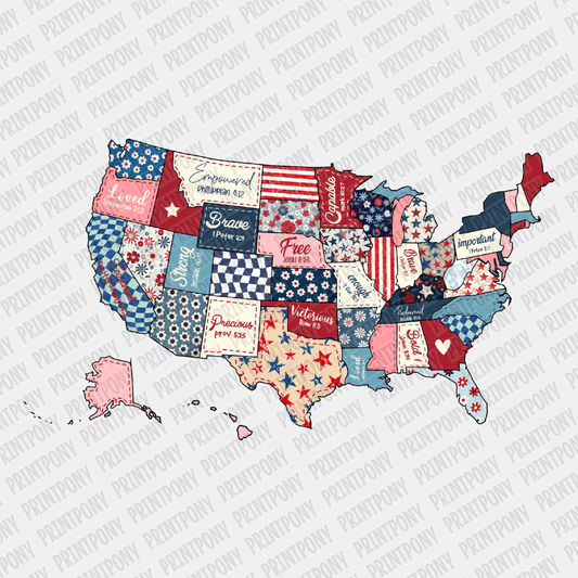 Retro USA Map - DTF transfer - PrintPony