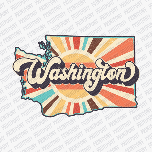 Retro Washington State DTF Transfer - Ready to Press - PrintPony®