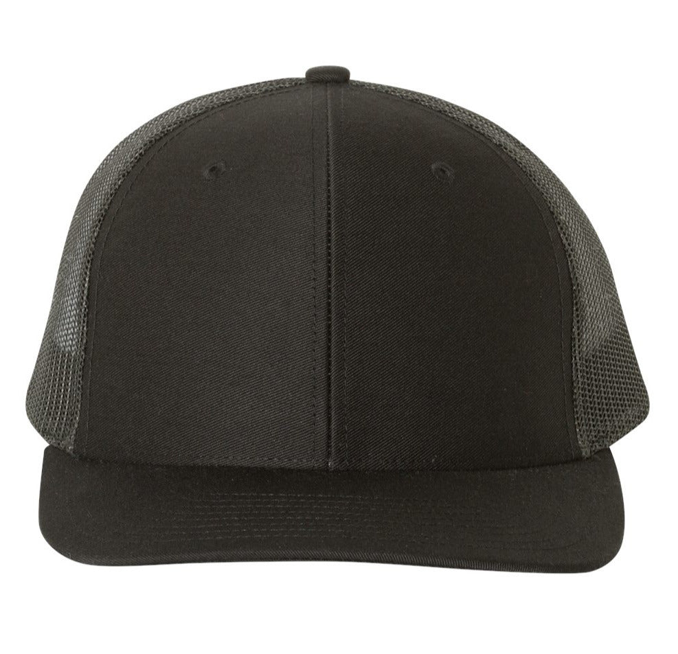 Richardson 112 Black Snapback Trucker Hat - Print Pony™
