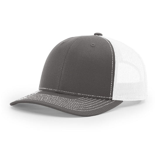 Richardson 112 Charcoal & White Snapback Trucker Hat - PrintPony