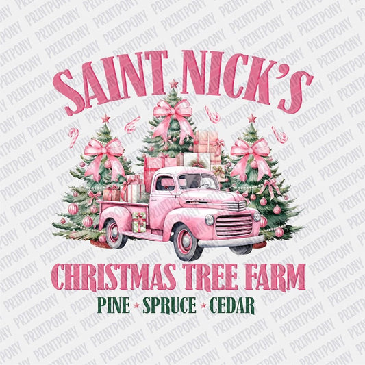 Saint Nick's Christmas Tree Farm DTF transfer - Print Pony‚Ñ¢