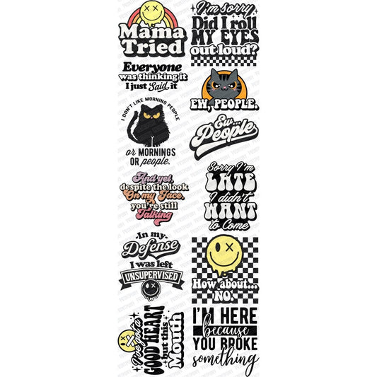 Sarcastic Humor Premade DTF Gang Sheet 22"x60" - PrintPony