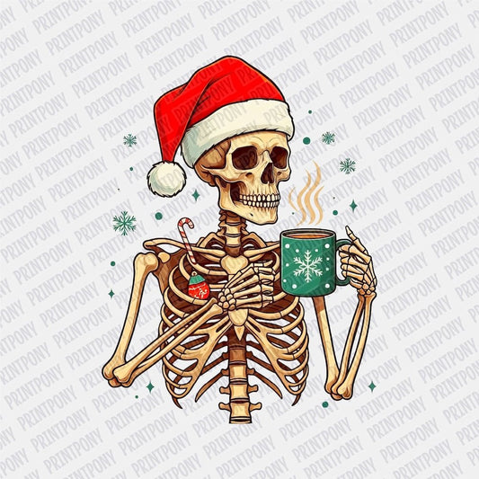 Skeleton with Hot Chocolate DTF transfer - Print Pony‚Ñ¢