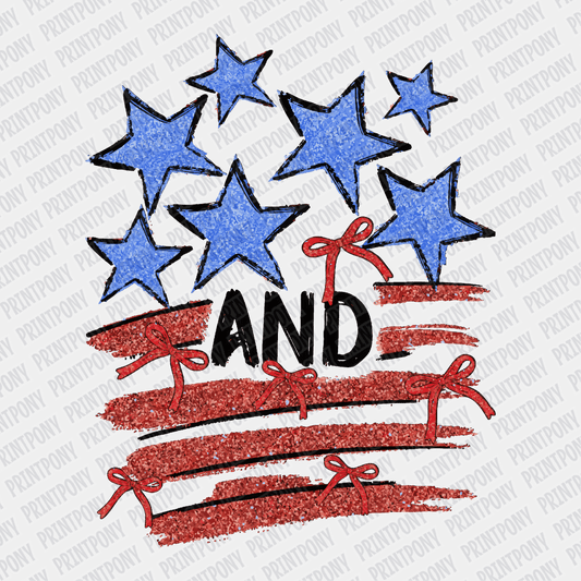 Stars and Stripes faux glitter - DTF Transfer - PrintPony